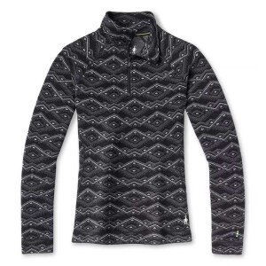 Smartwool Merino 250 Baselayer Pattern 1/4 Zip Top Women's in Black Mountain Fairisle